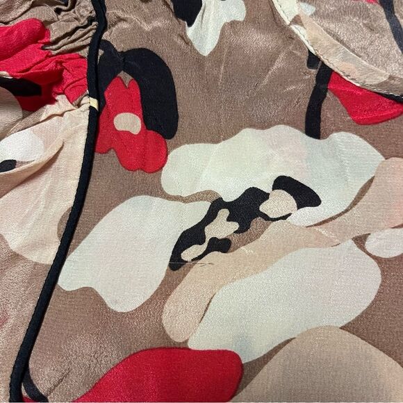 Tucker Tan Red Large Floral Print Silk Blouse Size S - Picture 4 of 6